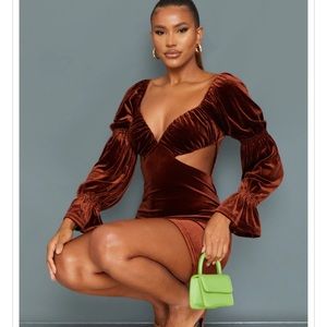 Chocolate brown velvet dress